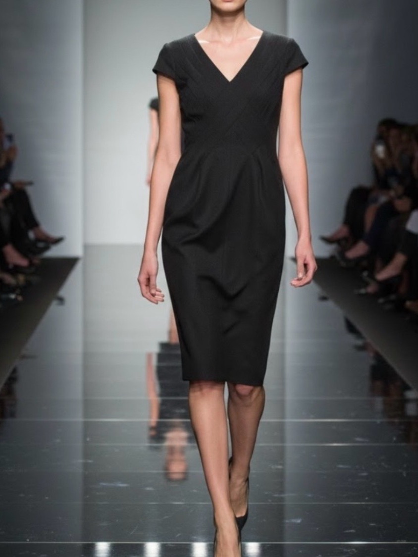 Armani Collezioni Charcoal V-Neck Sheath Dress